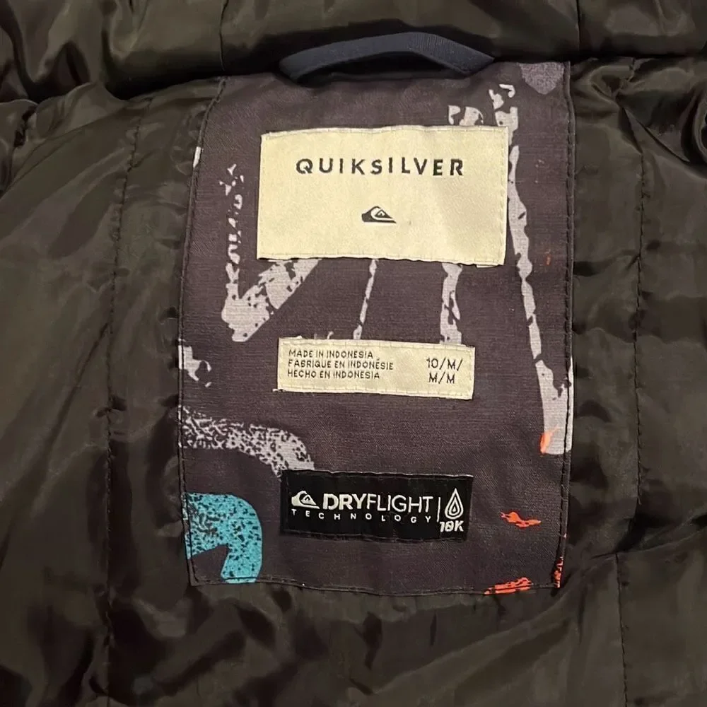 Quiksilver Kid's Navy Blue Dry Flight Technology 18K Hooded Winter Jacket